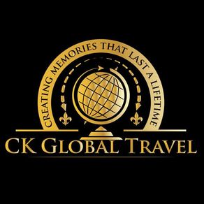 black and gold logo for CK Global Travel